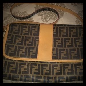 Vintage Fendi Brown Zucca Print Crossbody Purse
